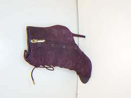 Sam Edelman Booties Asher Open Toe Lace Up Zip Leather Wine Boots Size 7.5 alternative image