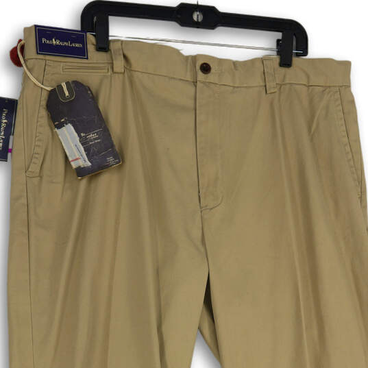 NWT Mens Khaki Flat Front Slash Pocket Straight Leg Dress Pants Size 42x32 image number 3