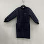 Womens Blue Frock Liner Long Sleeve Front Pocket Long Puffer Coat Size S image number 1