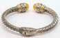 Designer Lorenzo 925 & 18K Yellow Gold Citrine Tip Cable Cuff Bracelet 43.1g image number 3