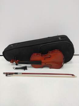Vintage Hard Lined & Molded Case Polished Wood Violin & Bow