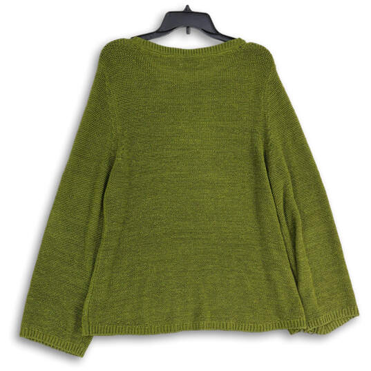 Womens Green Knitted  Long Sleeve Crew Neck Pullover Sweater Size 2XL image number 2