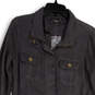 Womens Black Collared Pockets Long Sleeve Full-Zip Utility Jacket Size S image number 3