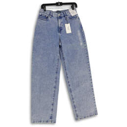 NWT Womens Blue Denim High Rise 90's Fit Straight Leg Jeans Size 29