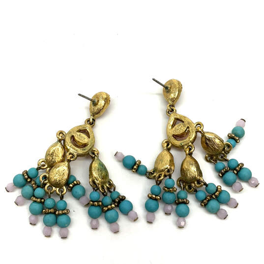 Designer Joan Rivers Pink Opal Crystal Cut Stone Chandelier Drop Earrings image number 2