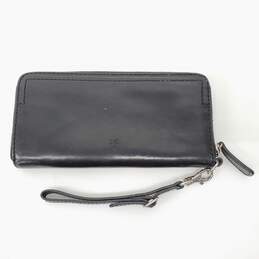 Frye Smooth Black Leather Zip Around Continental Wallet/Wristlet