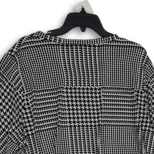 Womens Black White Houndstooth Round Neck Pullover A-Line Dress Size 2X image number 4