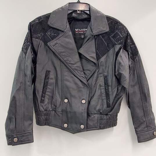 Wilsons Women Black Leather Jacket SZ XS image number 1