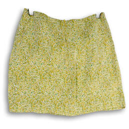 NWT Womens Yellow Green Abstract Front Knot Back Zip Mini Skirt Size L alternative image