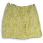NWT Womens Yellow Green Abstract Front Knot Back Zip Mini Skirt Size L image number 2