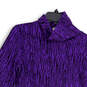 Womens Purple Black Long Sleeve Mock Neck Activewear Pullover T-Shirt Sz L image number 3