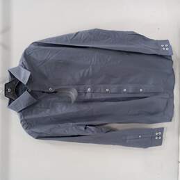 Bradley Allen Men's Grey/Blue Long Sleeved Button Up Middle Weight Dress Shirt (No Size) NWT