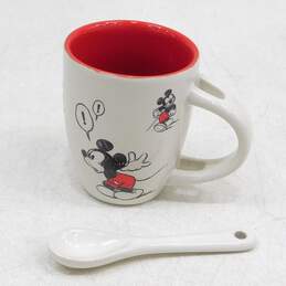 Disneyland Paris Mickey Mouse Espresso Cup With Spoon. Black, White & Red alternative image