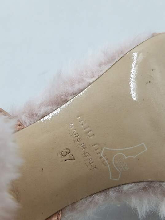 Authentic Miu Miu Pink Shearling Strappy Sandal W 7 image number 7