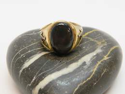 10K Gold Brown Star Sapphire Oval Cabochon Free Mason Statement Ring 9.8g