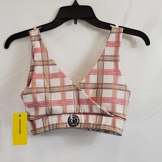 Eleven Women Brown Plaid Active Crop Top XS NWT image number 1