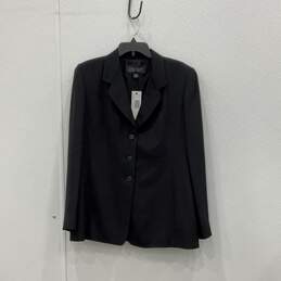 NWT Ellen Tracy Womens Black Notch Lapel Long Sleeve Three Button Blazer Size 14