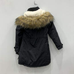 NWT Womens Black Long Sleeve Hooded Snap Winter Parka Coat Size S/P alternative image