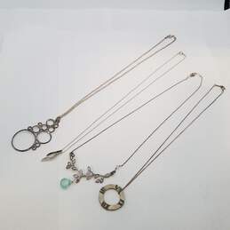 Sterling Silver Multi Gemstone Pendant Necklace Bundle 4 Pcs 16.4g