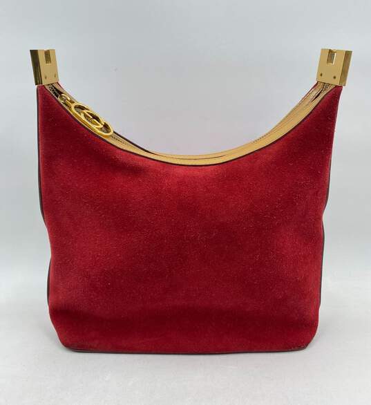 Authentic Gucci Red Suede Shoulder Bag image number 2