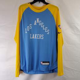 Nike NBA Men Blue/Yellow Lakers Long Sleeve S NWT