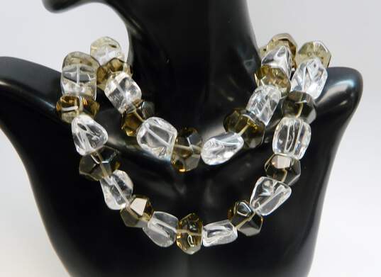 Deb Guyot 925 Chunky Smoky & Clear Quartz Double Strand Statement Necklace 253.2g image number 1