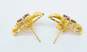 Elegant 14K Yellow Gold Oval Garnet 0.06 CTTW Diamond Earrings 3.8g image number 4