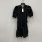 NWT Womens Black Crew Neck Short Puff Sleeve Belted Mini Dress Size XS image number 1