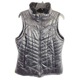 Michael Kors Women Black Quilted Faux Fur Vest L