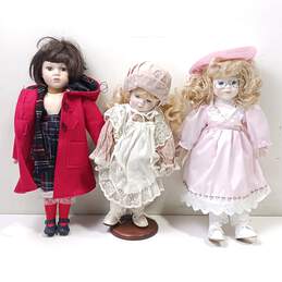 Porcelain Dolls Assorted 3pc Lot