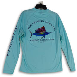 Mens Turquoise Blue Long Sleeve Crew Neck Pullover Fishing T-Shirt Size M alternative image