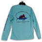 Mens Turquoise Blue Long Sleeve Crew Neck Pullover Fishing T-Shirt Size M image number 2