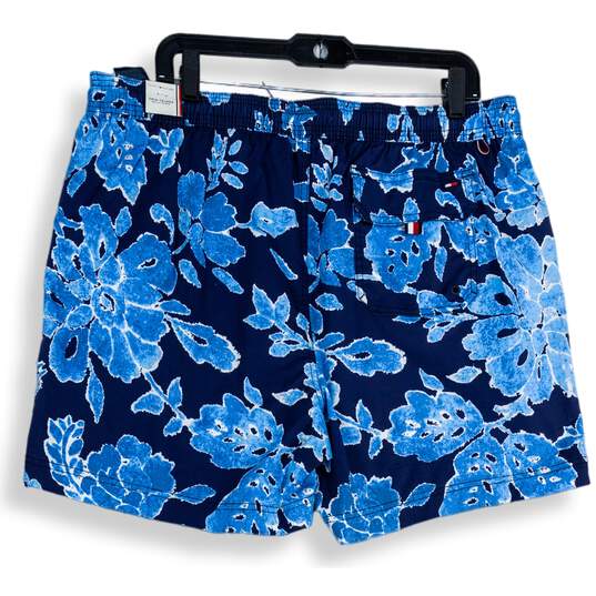 NWT Tommy Hilfiger Mens Navy Blue Floral Elastic Waist Swim Trunks Size XL image number 2