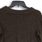 NWT Womens Brown Tight Knit Long Sleeve V Neck Pullover Sweater Size M image number 4