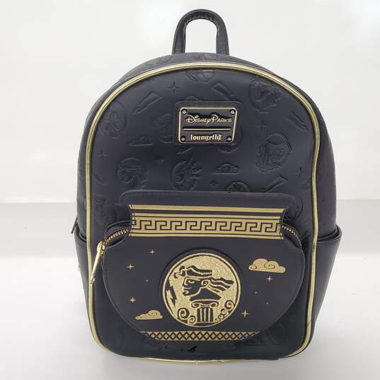 Loungefly Disney Hercules Black Faux Leather 25th Anniversary Backpack image number 1