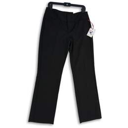 NWT Elle Womens Black Flat Front Mid Rise Bootcut Leg Trouser Ankle Pants Size 8