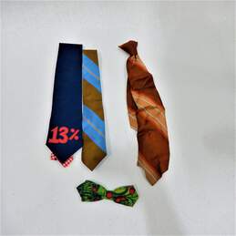 Vintage Men's Regular & Clip On Neckties Silk Cotton Blend Stripes Floral Print Bowtie alternative image