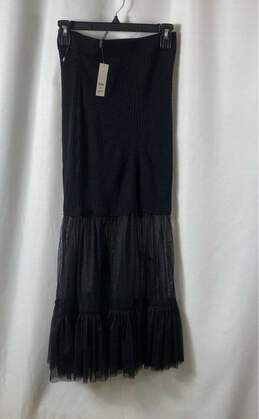 NWT Anthropologie Womens Black Elastic Waist Ruffle Maxi Skirt Size Small
