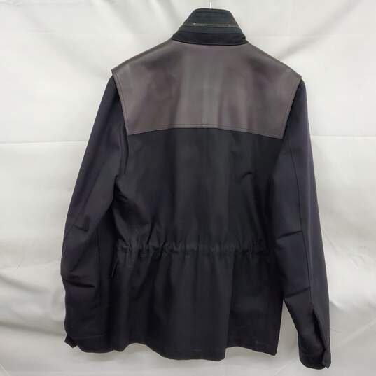 Lanvin Men's Black Leather Trim Hooded Zip Jacket Size 52 EU - AUTHENTICATED image number 2