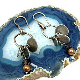 Designer Silpda 925 Sterling Silver Brown Pearl Fish Hook Dangle Earrings