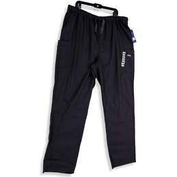 NWT Mens Black Elastic Waist Pockets Drawstring Scrub Pants Size 2XL Tall