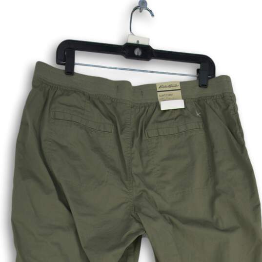 NWT Eddie Bauer Womens Green Elastic Waist Slash Pocket Curvy Ankle Pants Sz 16 image number 4