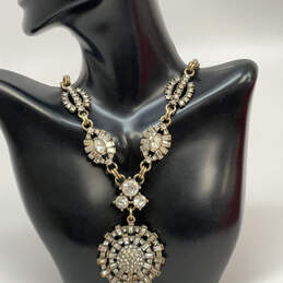 Designer J. Crew Gold-Tone Flower Crystal Cut Stone Statement Necklace