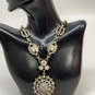 Designer J. Crew Gold-Tone Flower Crystal Cut Stone Statement Necklace image number 1