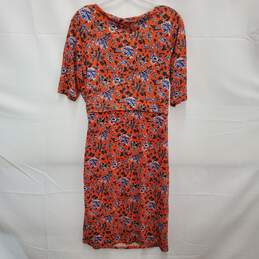 Boden WM's Rita Ruched Orange Floral Tencel Shift Dress Size 10R
