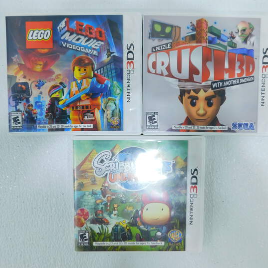 3 Nintendo 3DS Games The Lego Movie Video Game, Crush 3D ScribbleNauts image number 1