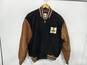THE DISNEY STORE BLACK AND BROWN 1928 MICKEY MOUSE LEATHER BOMBER JACKET SIZE M image number 1