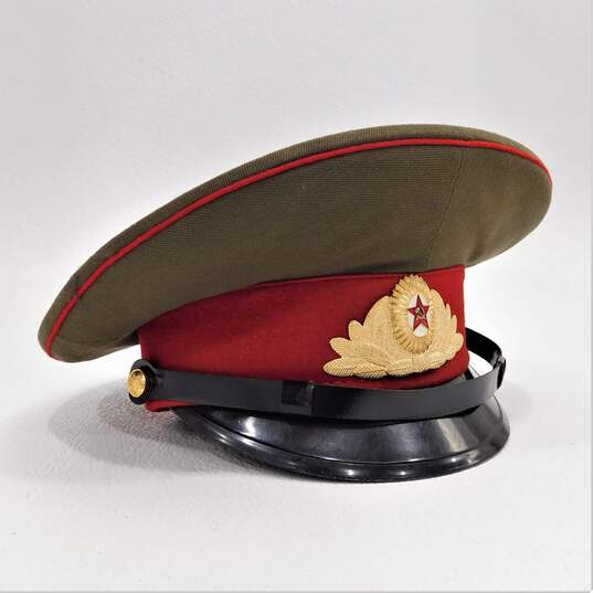 Vintage USSR Soviet Russia Military Officer Visor Cap Hat Size 56 image number 1