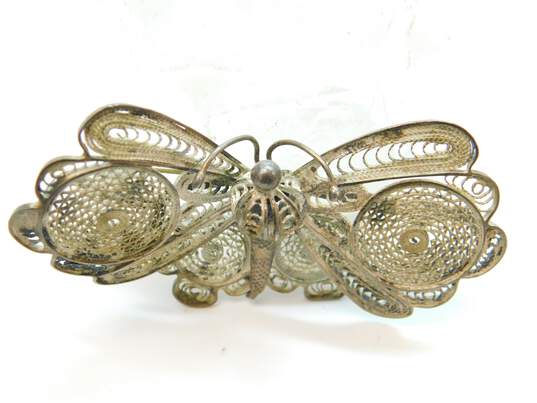Vintage 925 Spun Filigree Butterfly & Flower Statement Brooches 45.3g image number 5