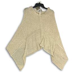 NWT Womens Tan Knitted Turtleneck Pullover Poncho Sweater One Size alternative image